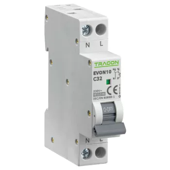 Tracon EVON10C32 kismegszakító 1P+N C 32A 10 kA