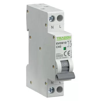 Tracon EVON10C40 kismegszakító 1P+N C 40A 10 kA