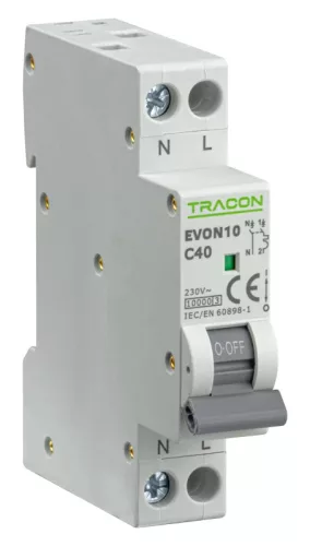 Tracon EVON10C40 kismegszakító 1P+N C 40A 10 kA