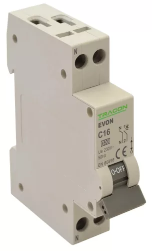 Tracon EVONC20 kismegszakító 1P+N C 20A 4,5 kA