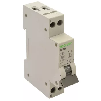 Tracon EVONC25 kismegszakító 1P+N C 25A 4,5 kA