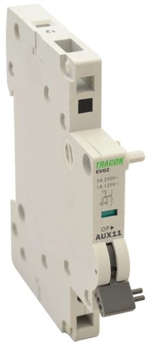 Tracon EVOZ-AUX11, Segédérintkező EVOZ kismegszakítóhoz 230V, 50Hz, In:6A W=9mm; 0,5-4mm2