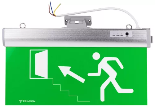Tracon EXIT-04-J Élvilágítós LED kijáratjelző ragasztható piktogramokkal 230V, 50Hz, 36×LED, 3h, 3,7V / 1200mAh, Li-ion, IP30