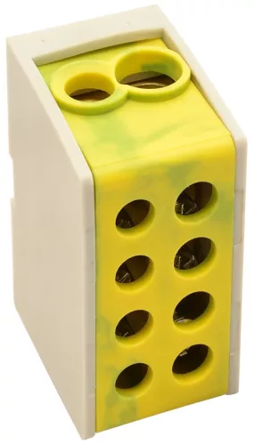 Tracon FLE-16ZS Főáramköri leágazó kapocs, sínre szerelhető, zöld/sárga 2×16mm2 / 2×16mm2, 400VAC, 76A