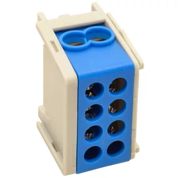   Tracon FLE-25K Főáramköri leágazó kapocs, sínre szerelhető, kék 2×25mm2 / 2×25mm2, 400VAC, 101A