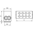 Tracon FLE-35/25K Főáramköri leágazó kapocs, sínre szerelhető, kék 1×35+1×25mm2/1×35+1×25mm2, 400VAC, 125A