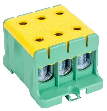 Tracon FLEAL-50/3ZS Főáramköri leágazó kapocs, sínre szerelhető, zöld/sárga 6-50mm2, max. 800VAC, max.160A