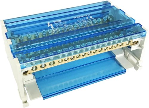 Tracon FLSO16-4P16 Moduláris elosztóblokk nyitható fedéllel 4×16(10) mm2 / 12×10(6) mm2, 500VAC/DC, 80A