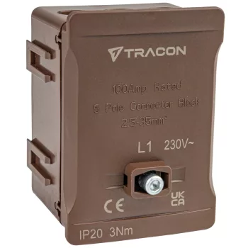  Tracon FSK35B Fővezetéki sorozatkapocs, plombálható, barna 2x35mm2 / 3x35mm2, 690VAC, 100A