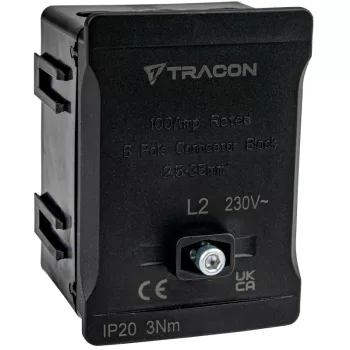   Tracon FSK35F Fővezetéki sorozatkapocs, plombálható, fekete 2x35mm2 / 3x35mm2, 690VAC, 100A