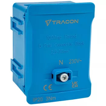   Tracon FSK35K Fővezetéki sorozatkapocs, plombálható, kék 2x35mm2 / 3x35mm2, 690VAC, 100A