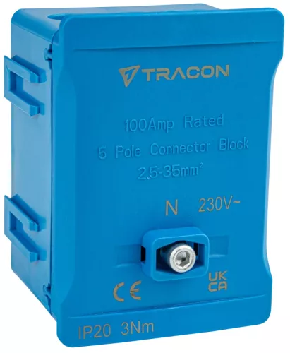 Tracon FSK35K Fővezetéki sorozatkapocs, plombálható, kék 2x35mm2 / 3x35mm2, 690VAC, 100A