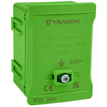   Tracon FSK35Z Fővezetéki sorozatkapocs, plombálható, zöld 2x35mm2 / 3x35mm2, 690VAC, 100A