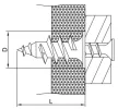 Tracon GBT Gipszkartonba becsavarható tipli L=16mm, D=16mm, PA6.6