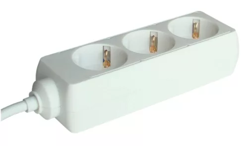 Tracon H3, Hordozható elosztósáv, normál, fehér 3×SCHUKO, 1,5m, max.16A, 250VAC, 3680W, 3x1,0mm2, H05VV-F