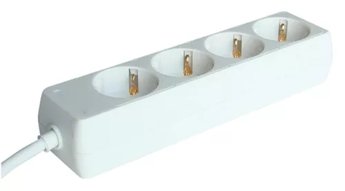 Tracon H4-3M, Hordozható elosztósáv, normál, fehér 4×SCHUKO, 3m, max.16A, 250VAC, 3680W, 3x1,5mm2, H05VV-F