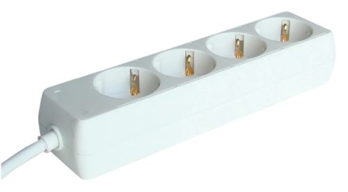 Tracon H4-5M, Hordozható elosztósáv, normál, fehér 4×SCHUKO, 5m, max.16A, 250VAC, 3680W, 3x1,5mm2, H05VV-F