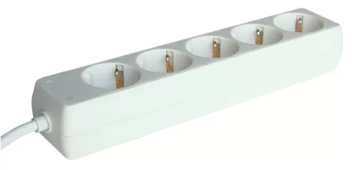 Tracon H5-3M, Hordozható elosztósáv, normál, fehér 5×SCHUKO, 3m, max.16A, 250VAC, 3680W, 3x1,5mm2, H05VV-F