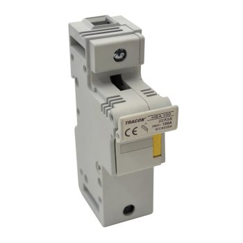  Tracon HBA-1P-100, Szakaszolókapcsoló-biztosító hengeres bizt.hoz, maszkolható 100A, 22x58mm; Un=230V/400V