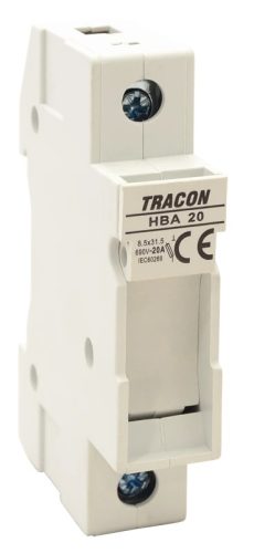 Tracon HBA-1P-20, Szakaszolókapcsoló-biztosító hengeres bizt.hoz, maszkolható 20A, 8x32mm; Un=230V/400V