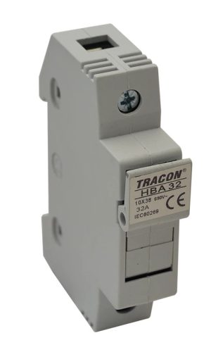 Tracon HBA-1P-32, Szakaszolókapcsoló-biztosító hengeres bizt.hoz, maszkolható 32A, 10x38mm; Un=230V/400V