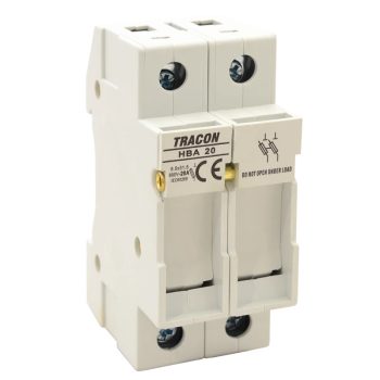   Tracon HBA-2P-20, Szakaszolókapcsoló-biztosító hengeres bizt.hoz, maszkolható 20A, 8x32mm; Un=230V/400V