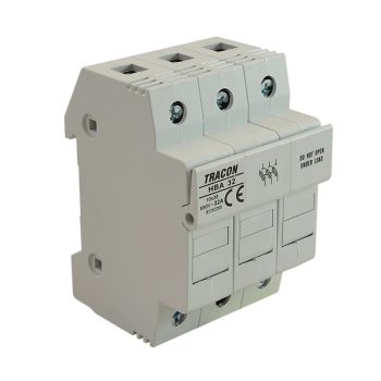   Tracon HBA-3P-20, Szakaszolókapcsoló-biztosító hengeres bizt.hoz, maszkolható 20A, 8x32mm; Un=230V/400V