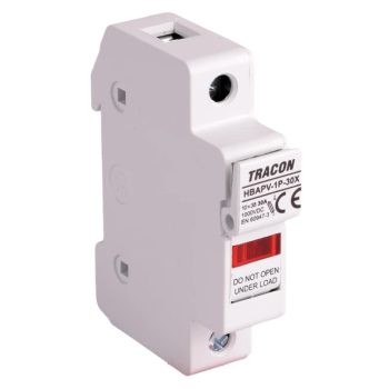   Tracon HBAPV-1P-30X Szakaszolókapcsoló-biztosító hengeres bizt.hoz,  PV  30 A, 10×38, Un=1000 VDC, DC-20B, IP20
