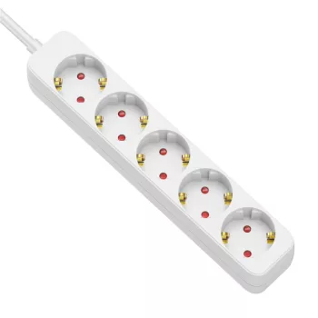 Tracon HE5-3M hordozható elosztósáv 5×SCHUKO 3 m fehér