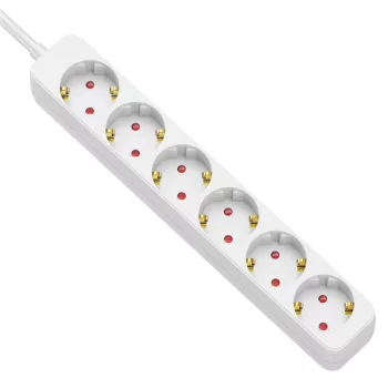 Tracon HE6 hordozható elosztósáv 6×SCHUKO 1,5 m fehér