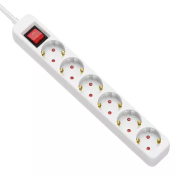Tracon HEK6-3M hordozható elosztósáv 6×SCHUKO 3 m kapcsolóval fehér