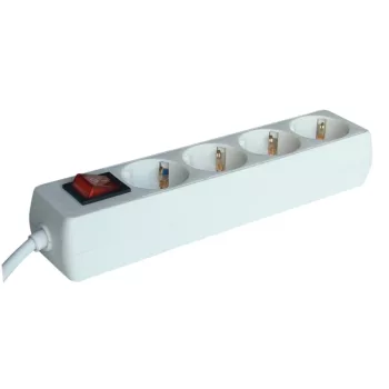   Tracon HK4, Hordozható elosztósáv kapcsolóval, normál, fehér 4×SCHUKO, 1,5m, max.16A, 250VAC, 3680W, 3x1,0mm2, H05VV-F