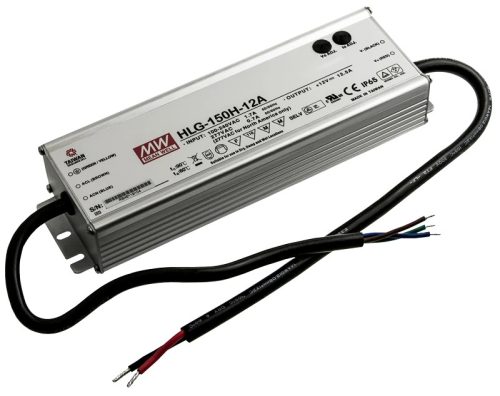 Tracon HLG-150H-12A, Professzionális fém házas LED meghajtó 90-305 VAC / 12 VDC; 150 W; 0-12,5 A; PFC; IP65