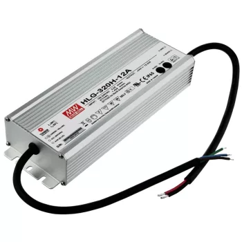   Tracon HLG-320H-12A, Professzionális fém házas LED meghajtó 90-305 VAC / 12 VDC; 320 W; 0-22 A; PFC; IP65