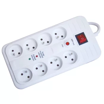   Tracon HNKTMF8-3M-KT, Négyzetes 8-as elosztó kapcsolóval+túlfesz+ túláram+koax+tel 8×FRENCH, 3m, max.16A, 250VAC, 3680W, H05VV-F