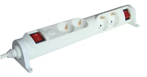 Tracon HRRK2/2, Forgatható-rögzíthető elosztósáv, kapcsolós 2×2×SCHUKO, 3m, max.16A, 250VAC, 3680W, 3x1,5mm2, H05VV-F