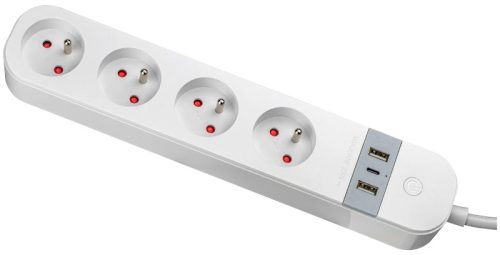 Tracon HSM4-2A1C-2M-FR Okos többférőhelyes elosztósáv 4xFRENCH, 2USBA, 1USBC, 240V, 16A, 3x1,5mm2, 1,5m