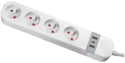 Tracon HSM4-2A1C-2M-FR Okos többférőhelyes elosztósáv 4xFRENCH, 2USBA, 1USBC, 240V, 16A, 3x1,5mm2, 1,5m