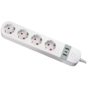   Tracon HSM4-2A1C-2M Okos többférőhelyes elosztósáv 4xSCHUKO, 2USBA, 1USBC, 240V, 16A, 3x1,5mm2, 1,5m