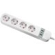 Tracon HSM4-2A1C-2M Okos többférőhelyes elosztósáv 4xSCHUKO, 2USBA, 1USBC, 240V, 16A, 3x1,5mm2, 1,5m