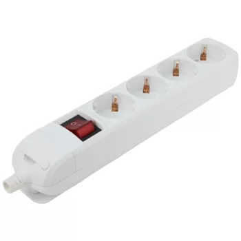   Tracon HUR-04K, Újravezetékezhető, hordozható elosztósáv 4×SCHUKO, max.16A, 250VAC