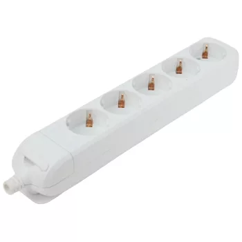   Tracon HUR-05, Újravezetékezhető, hordozható elosztósáv 5×SCHUKO, max.16A, 230V