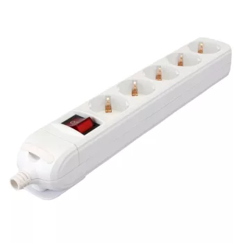   Tracon HUR-05K, Újravezetékezhető, hordozható elosztósáv 5×SCHUKO, max.16A, 250VAC