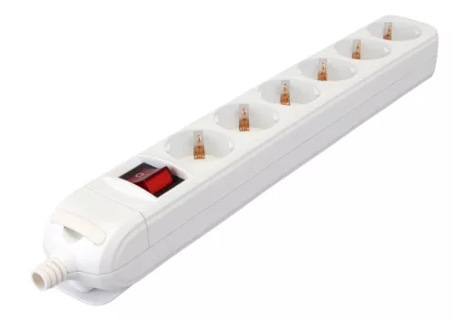 Tracon HUR-06K, Újravezetékezhető, hordozható elosztósáv 6×SCHUKO, max.16A, 250VAC