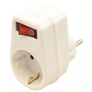 Tracon KACS1 csatlakozóaljzat adapter kapcsolóval 1 Schuko fehér