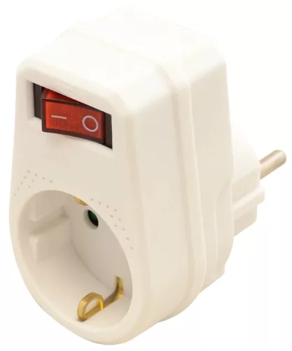 Tracon KACS1, Csatlakozóaljzat adapter kapcsolóval, fehér 250 VAC 16 A 1×SCHUKO, max. 3680 W