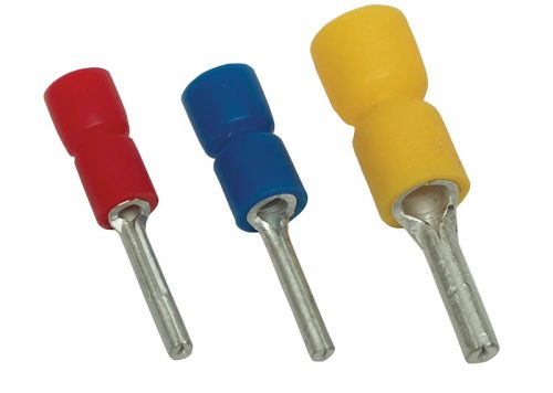 Tracon KCS, Szigetelt csapos saru, ónozott elektrolitréz, kék 2,5mm2, (l1=12mm, d1=2,3mm), PVC