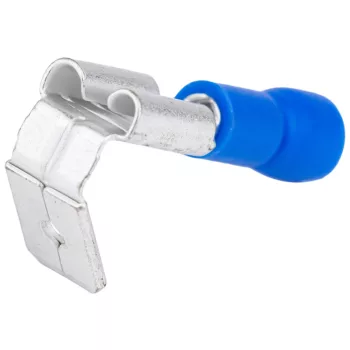   Tracon KCSE, Szigetelt rátolható csatlakozó csap+hüvely, sárgaréz, kék 6,3×0,8mm, 2,5mm2