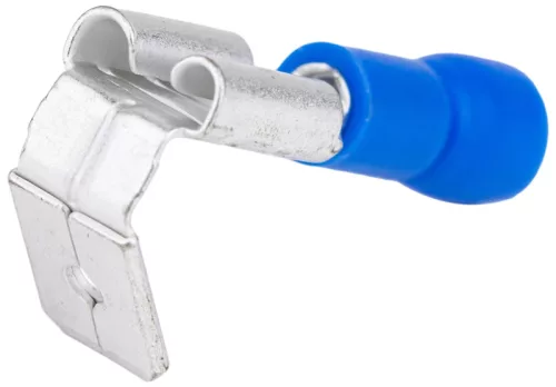 Tracon KCSE, Szigetelt rátolható csatlakozó csap+hüvely, sárgaréz, kék 6,3×0,8mm, 2,5mm2