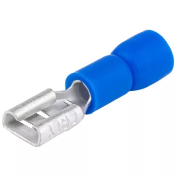   Tracon KCSH5, Szigetelt rátolható csatlakozó hüvely, sárgaréz, kék 4,8×0,8mm, 2,5mm2